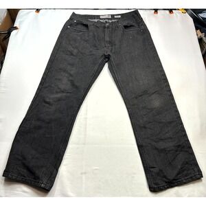 Recycled Blues Straight Jeans Size 36x30 Black Stretch Denim Cotton Blend